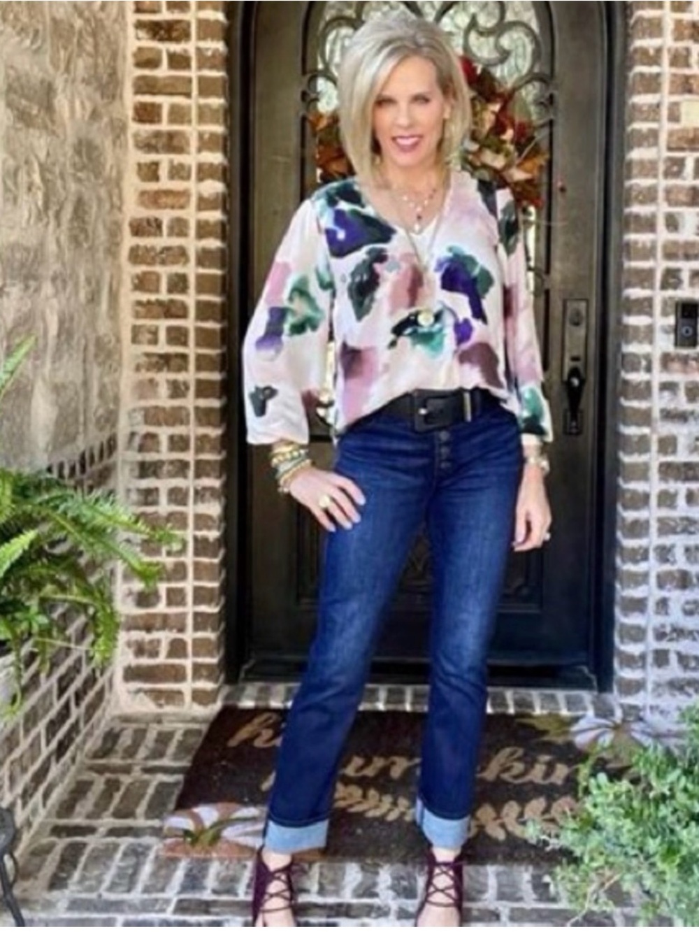 CAbi Watercolor Print mystic blouse, XL